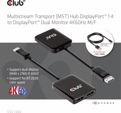 Adaptador MST Club 3D DP/M a DP/HDMI/H Negro (CSV-7220) | 8719214471972 imagen 5