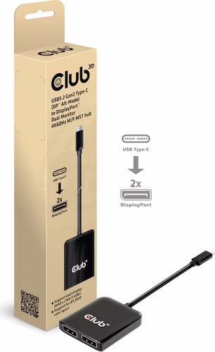 Adaptador Club 3D USB-C/M a 2xDP/H Negro (CSV-1555) | 8719214471934 imagen 2