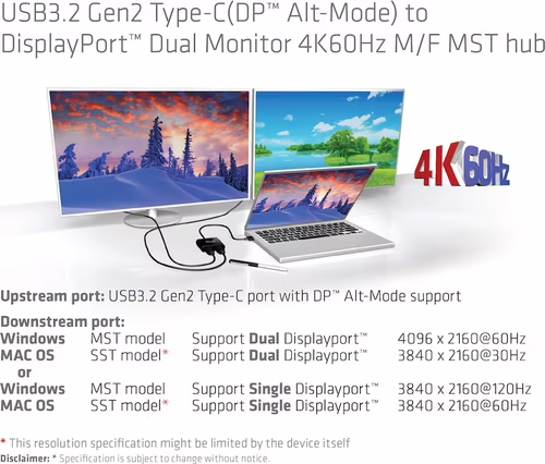 Adaptador Club 3D USB-C/M a 2xDP/H Negro (CSV-1555) | 8719214471934 imagen 6