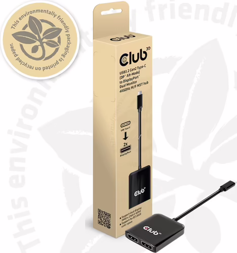 Adaptador Club 3D USB-C/M a 2xDP/H Negro (CSV-1555) | 8719214471934 imagen 9