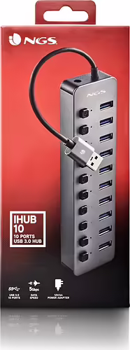 NGS IHUB 10 USB 3.2 Gen 1 (3.1 Gen 1) Type-A 5000 Mbit/s Negro | IHUB10 | 8435430624410 imagen 8