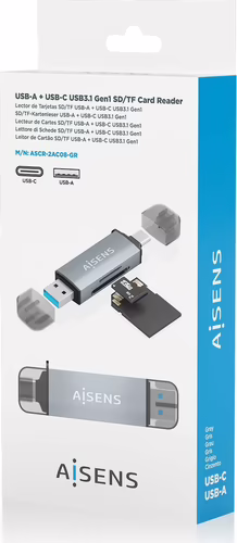 AISENS Lector de Tarjetas SD, Micro SD, MMC, RS-MMC, MMC Micro, USB-A y USB-C, G | ASCR-2AC08-GR | 8435739901205 imagen 6