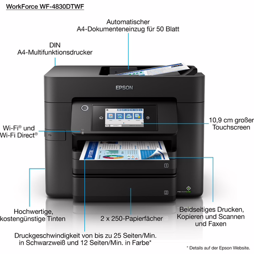 Multifuncion EPSON WorkForce Pro WF-4830DTWF(C11CJ05402 | 8715946679716 imagen 4