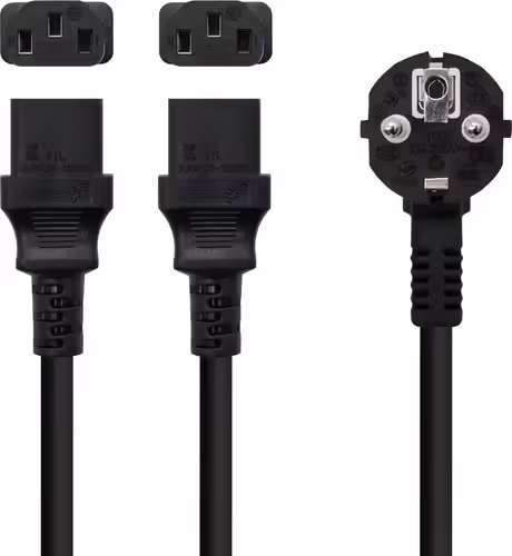 Nanocable Cable de Alimentación CEE7/M a 2xC13/H, Negro, 3 m | 10.22.0100-L300 | 8433281015302 imagen 2