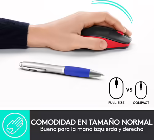 Logitech M190 raton ambidextro rf inalambrico optico 1000dpi negro rojo | 910-005908 | 5099206091856 imagen 8