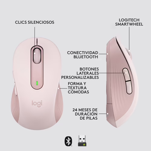 Ratón LOGITECH Signature M650 Wireless Rosa(910-006237) | 5099206097186 imagen 4