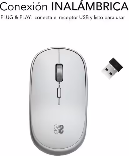 Subblim Mini Raton Inalambrico 1600 DPI optico Plata, Blanco | SUBMO-RFM0001 | 8436586741976 imagen 2