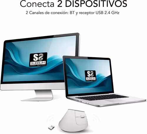 Ratón Vertical SUBBLIM Bluetooth Blanco (SUBMO-EDNVW02) | 8436586743086 imagen 3