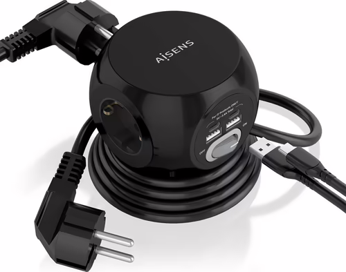 Regleta AISENS 3Schuko 4USB Interruptor(ASPS-2A2C05-BK) | 8436574709452 imagen 3