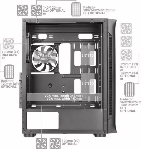 Caja Mars Gaming ARGB ATX EATX mATX Blanca (MCNEOW) | 8435693103318 imagen 3