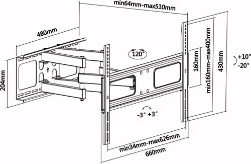 Soporte Pared AISENS 37-70`` Gira/Inclina (WT70TSLE-027) | 8436574703368 imagen 6