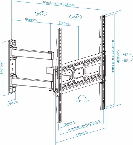 Soporte de Pared TOOQ 32``-55`` Gira/Inclina (LP7843TN-B) | 8433281013124 imagen 6
