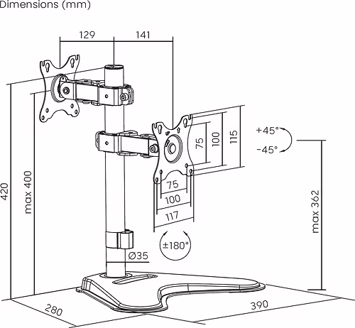 Soporte Mesa AISENS 17``-32`` 2 Monitores (DT32TR-409) | 8435739903889 imagen 6