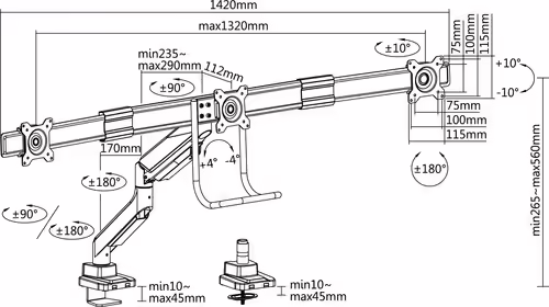 Soporte mesa EQUIP 3Pantallas 17``-32`` (EQ650162) | 4015867236048 imagen 8