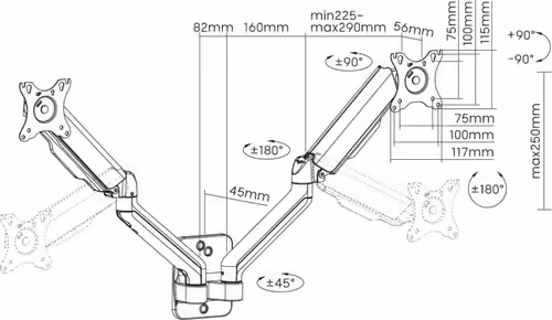 Soporte Pared EQUIP 2 Brazos 17``-32`` Máx 9Kg (EQ650138) | 4015867237618 imagen 9