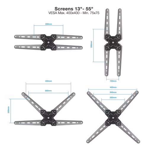 Soporte Pared TOOQ 13``-55`` Gira/Incl Negro (LP1355TN-B) | 8433281014527 imagen 2