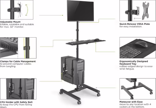 Soporte Suelo EQUIP 17``-32`` 4 Ruedas Negro (EQ650171) | 4015867236260 imagen 8
