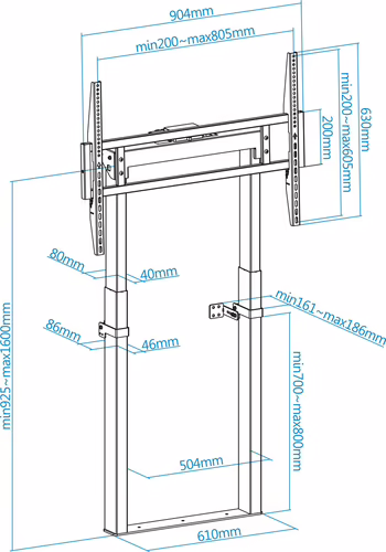 TooQ TITAN Soporte de Suelo Fijo con Regulación Eléctrica de Altura para Panta | FSM01-B | 8433281013681 imagen 3
