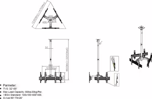 Soporte Techo EQUIP 32``-65`` Inclinable 30kg (EQ650371) | 4015867207987 imagen 4