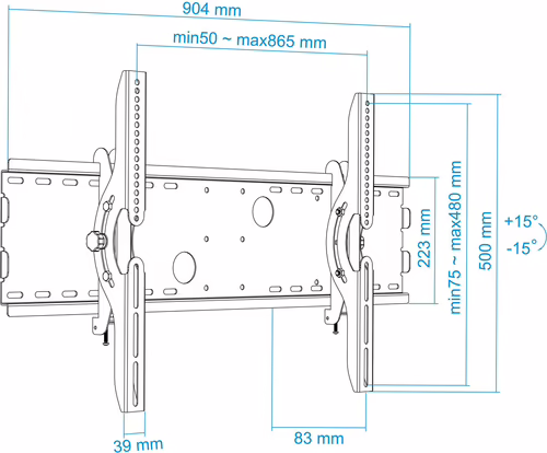 Soporte Pared TOOQ 37``-70`` Inclinable 75Kg (LP4970T-B) | 8433281006713 imagen 7