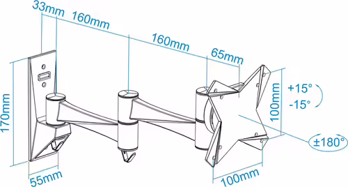 SOPORTE TV TOOQ PARED INCLINABLE GIRATORIO NEGRO LP2323TN-B | 8433281004580 imagen 9