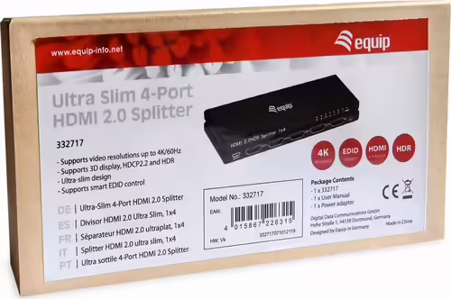 Splitter EQUIP 4K 1xHDMi In 4xHDMI Out Negro (EQ332717) | 4015867226315 imagen 3