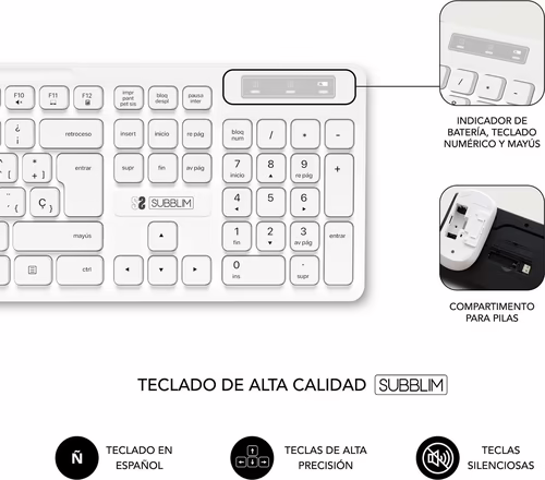 T+Ratón SUBBLIM Business Slim RF Blanco (SUBKBC-CSSW11) imagen 4