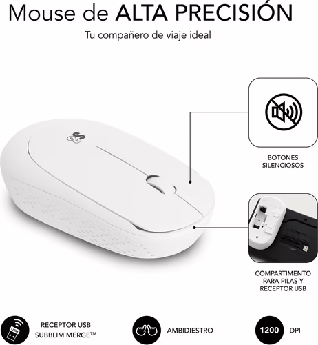 T+Ratón SUBBLIM Business Slim RF Blanco (SUBKBC-CSSW11) imagen 5