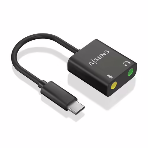 AISENS Conversor USB-C a Audio 48KHz, USB-C/M-2xJack 3.5/H, Negro, 10 cm | A109-0767 | 8436574709865 imagen 2