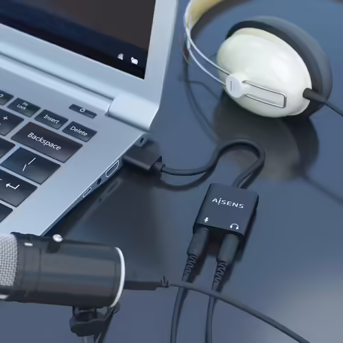 AISENS Conversor USB-A a Audio 48KHz, USB-A/M-2xJack 3.5/H, Negro, 10 cm | A106-0769 | 8436574709803 imagen 4