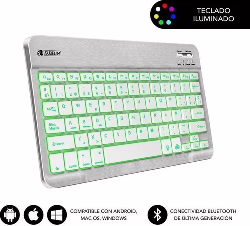 Teclado SUBBLIM Retroiluminado BT Plata(SUB-KBT-SMBL30) | 8436586740580 imagen 2