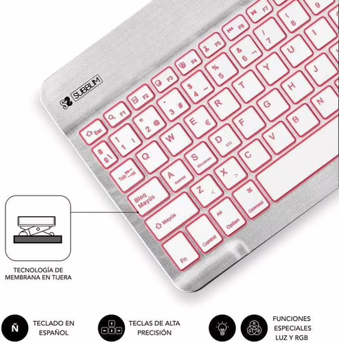 Teclado SUBBLIM Retroiluminado BT Plata(SUB-KBT-SMBL30) | 8436586740580 imagen 4