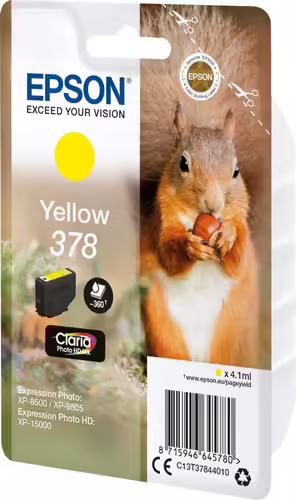 Cartucho Epson Squirrel Singlepack Yellow 378 Claria Photo HD Ink C13T37844010 | 8715946645780 imagen 2