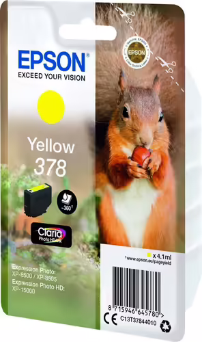 Cartucho Epson Squirrel Singlepack Yellow 378 Claria Photo HD Ink C13T37844010 | 8715946645780 imagen 3