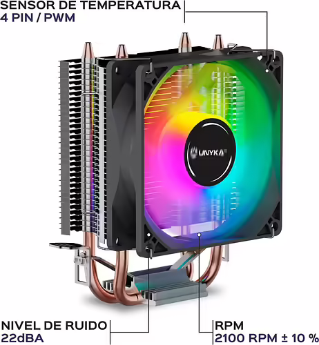 Ventilador UNYKA UNYCOOL H20 ARGB 90mm Gris (UK322101) | 8436617921186 imagen 5