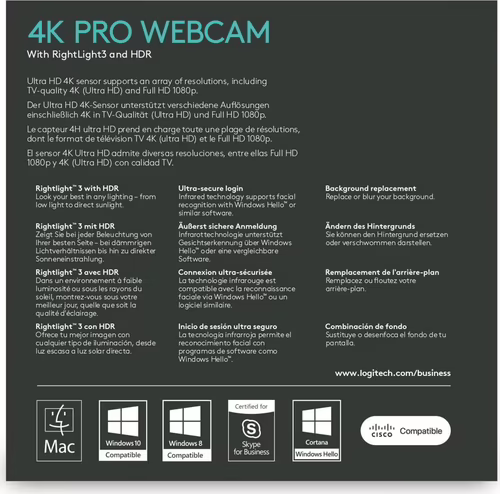 WebCam LOGITECH Brio 4K Micrófono Negra (960-001106) | 5099206068100 imagen 9
