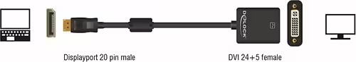 ADAPTADOR DISPLAYPORT M A DVI H 0.12MT DELOCK NEGRO 61847 | 4043619618477 imagen 2