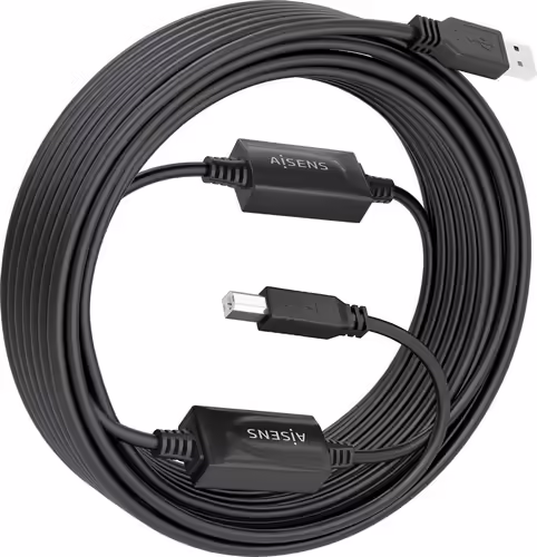 AISENS Cable USB 2.0 con Amplificador, Tipo A/M-B/M, Negro, 15m | A101-0906 | 8435739902226 imagen 2
