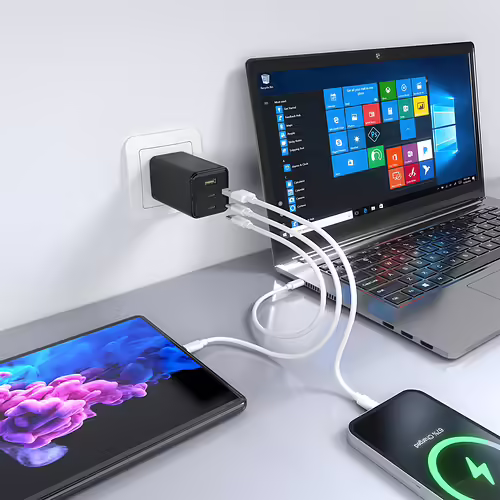 AISENS Cargador GaN 100W, 2x USB-C PD3.0 QC4.0 QC5.0, 1x USB-A QC3.0, Negro | ASCH-100W3P052-BK | 8435739903186 imagen 5