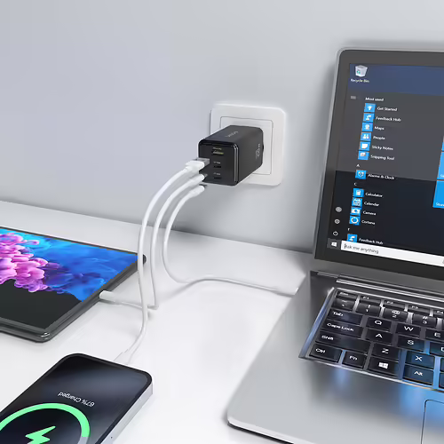 AISENS Cargador GaN 100W, 2x USB-C PD3.0 QC4.0 QC5.0, 1x USB-A QC3.0, Negro | ASCH-100W3P052-BK | 8435739903186 imagen 6