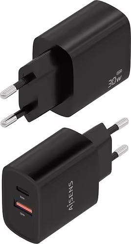 AISENS Cargador GaN 30W, 1xUSB-C PD3.0 QC4.0, 1xUSB-A QC3.0, Negro | A110-0953 | 8435739903438 imagen 3