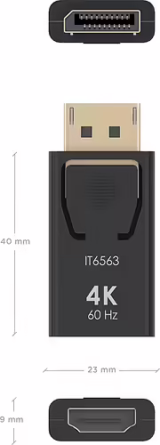 AISENS Conversor DisplayPort a HDMI 4K@60HZ, DP/M-HDMI/H, Negro | A125-0908 | 8435739902240 imagen 3