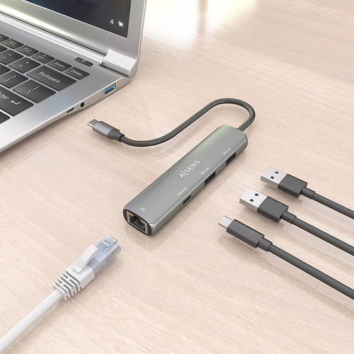 AISENS Dock USB-C A Ethernet Gigabit + Hub 1xUSB-C+2xUSB-A, Gris, 15cm | ASUC-4P039-GR | 8435739904015 imagen 7