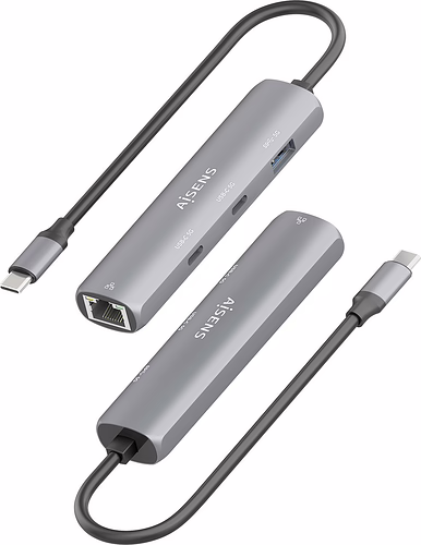 AISENS Dock USB-C A Ethernet Gigabit + Hub 2xUSB-C+1xUSB-A, Gris, 15cm | ASUC-4P040-GR | 8435739904022 imagen 3