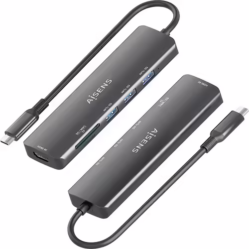 AISENS USB-C Dock 6 en 1, USB-C A, 1x HDMI, 3x USB-A, 1x SD, 1x MicroSD, Gris, 1 | ASUC-6P024-GR | 8435739903131 imagen 3
