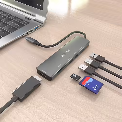 AISENS USB-C Dock 6 en 1, USB-C A, 1x HDMI, 3x USB-A, 1x SD, 1x MicroSD, Gris, 1 | ASUC-6P024-GR | 8435739903131 imagen 5