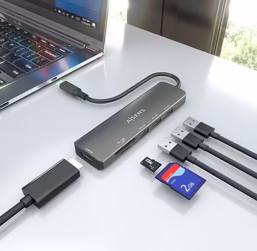 AISENS USB-C Dock 6 en 1, USB-C A, 1x HDMI, 3x USB-A, 1x SD, 1x MicroSD, Gris, 1 | ASUC-6P024-GR | 8435739903131 imagen 6