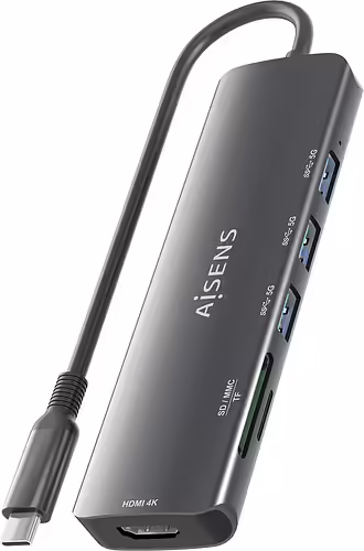 AISENS USB-C Dock 6 en 1, USB-C A, 1x HDMI, 3x USB-A, 1x SD, 1x MicroSD, Gris, 1 | ASUC-6P024-GR | 8435739903131 imagen 8