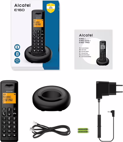 Alcatel E160 Teléfono DECT Identificador de llamadas Negro | E160DUOBLK | 3700601426724 imagen 4