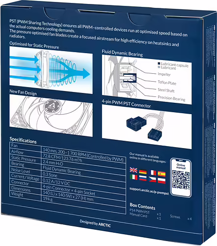 ARCTIC P14 PWM PST Carcasa del ordenador Ventilador 14 cm Blanco | 4895213703116 imagen 5